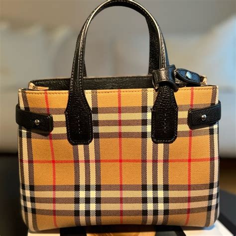 BURBERRY Goatskin Vintage Check Small Banner Tote 